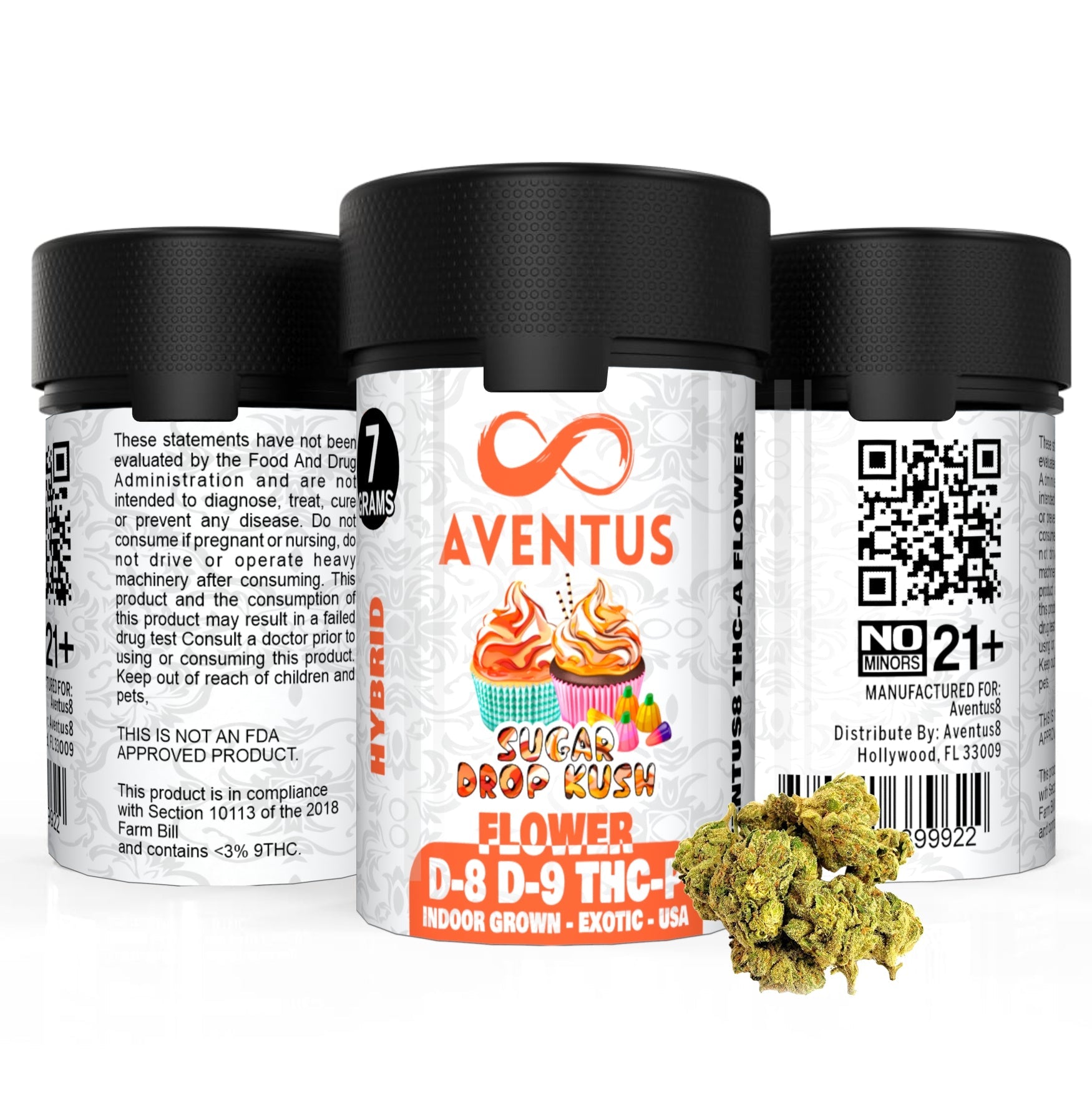 AVENTUS8 FLOWER D-8 D-9 THC-P BLEND Sugar Drop Kush 7g