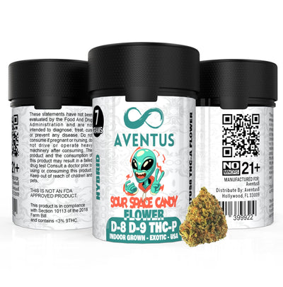 AVENTUS8 FLOWER D-8 D-9 THC-P BLEND Sour SPace Candy 7g