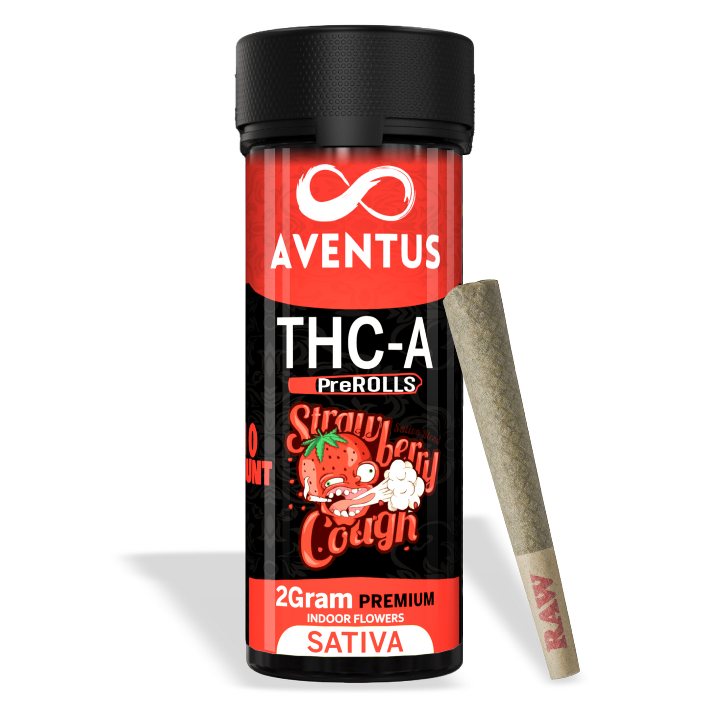 THC-A pre-rolls Jar of 10 x 2G Strawberry Cough sativa