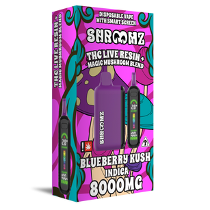 Shroomz Thc Live Resin + Magic Mushroom Blend Disposable – 8G Blueberry Kush - Indica