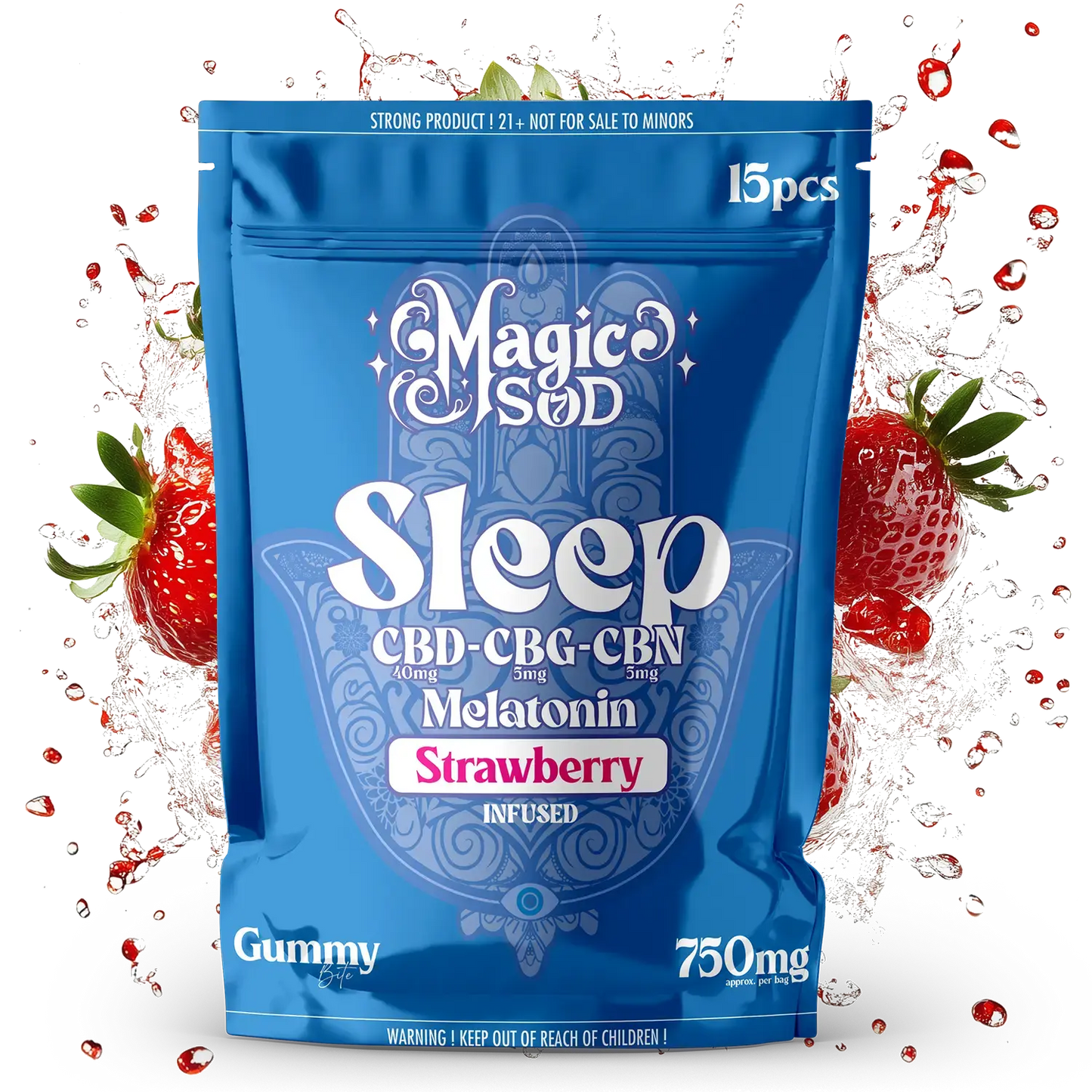 MAGICSOD SLEEP CBD-CBG-CBN MELATONIN GUMMY 750MG -  STRAWBERRY