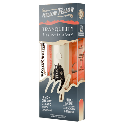 Mellow Fellow Tranquility Blend - Live Resin 1ml Disposable Vape - Lemon Cherry Gelato (Indica Dominant)