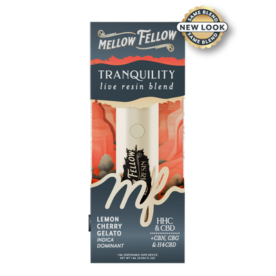 Mellow Fellow Tranquility Blend - Live Resin 1ml Disposable Vape - Lemon Cherry Gelato (Indica Dominant)