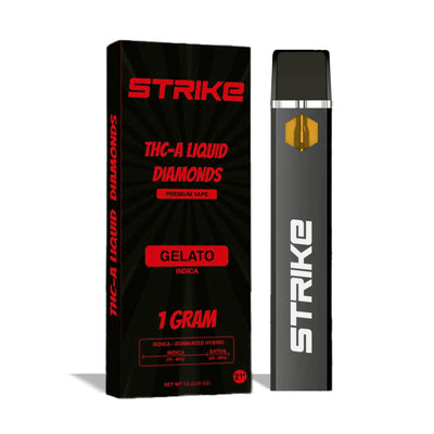 STRIKE THC-A LIQUID DIAMOND 1G VAPE DISPOSABLE GELATO - INDICA
