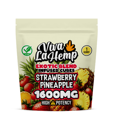 viva la hemp Exotic Blend Infused Cubes – 1600MG Strawberry Pineapple