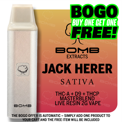 BOMB EXTRACTS THC-A + D9 + THCP  MASTERBLEND  LIVE RESIN 2G VAPE JACK HERER - SATIVA