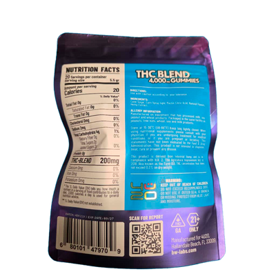 4U20 THC Blend Gummies – Blue Razz Indica | 200mg Each, 20ct