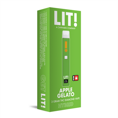 LIT! THC DIAMOND DISPOSABLE VAPE PEN,  3G APPLE GELATO HYBRID