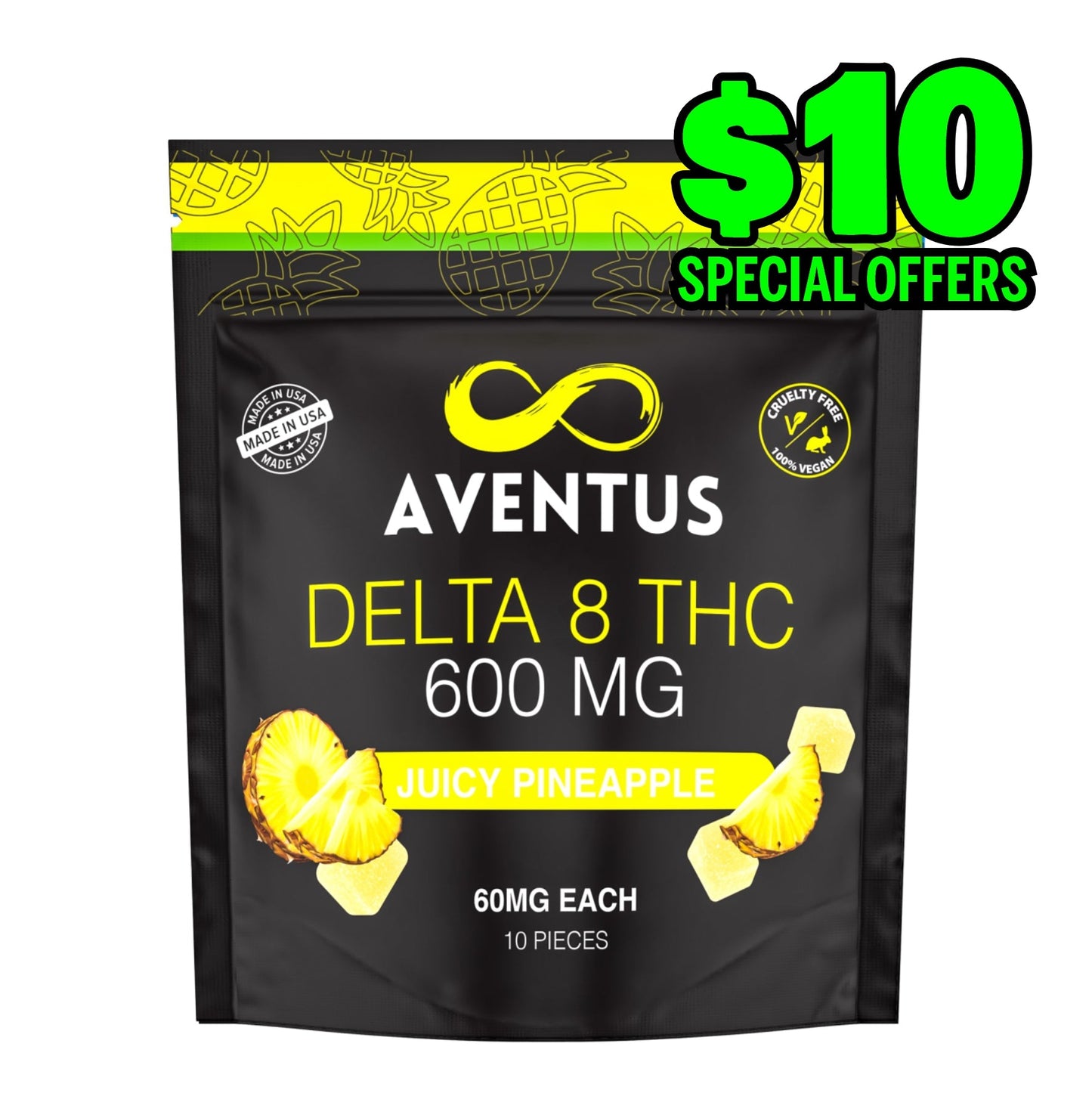 DELTA 8 THC INFUSED GUMMIES JUICY PINEAPPLE 600mg