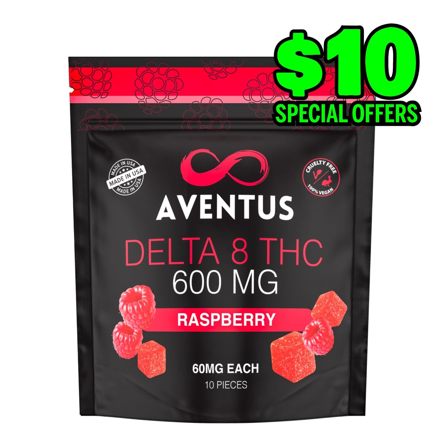 DELTA 8 THC INFUSED GUMMIES RASPBERRY 600mg