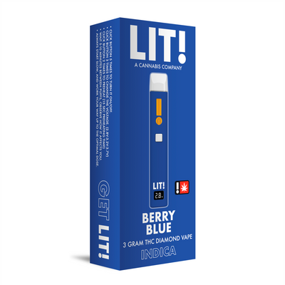 LIT! THC DIAMOND DISPOSABLE VAPE PEN,  3G BERRY BLUE INDICA