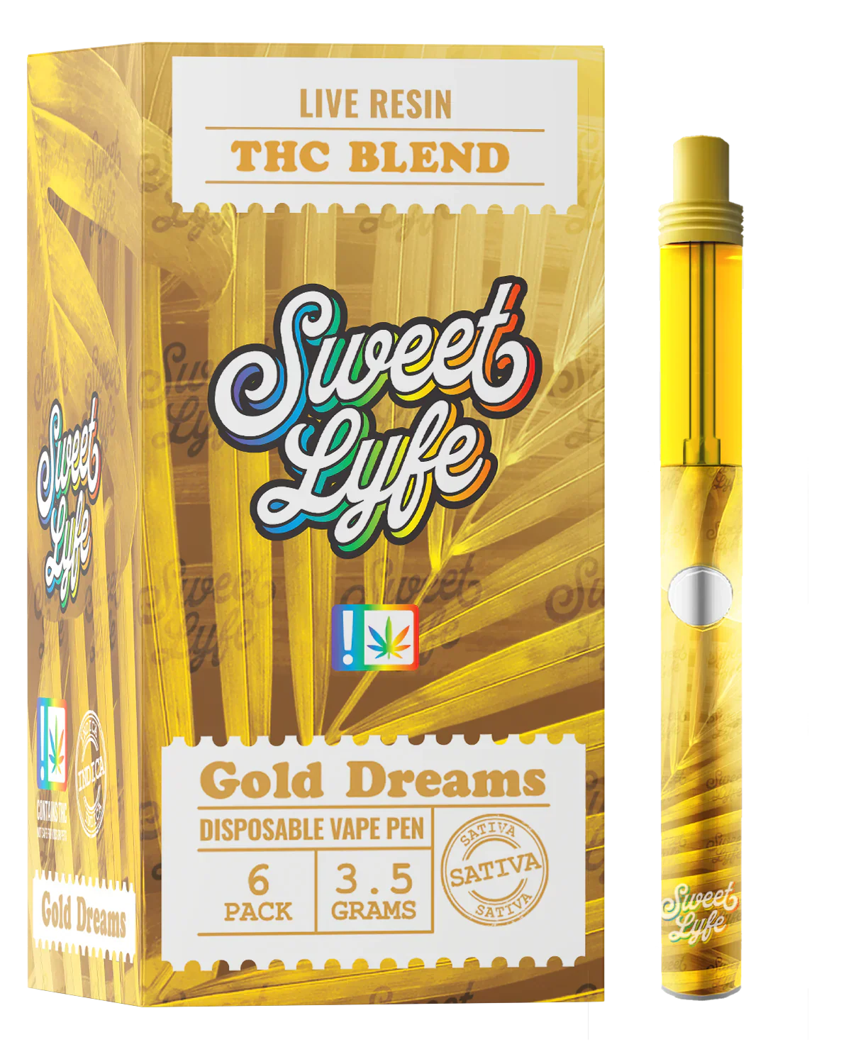 Disposable Vape Pen 3.5 Grams Infused with Live Resin THC Blend - Gold Dreams Sativa