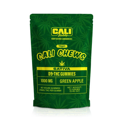 Cali Fields Cali Chews 1000MG D9-THC Gummies - Green Apple SATIVA