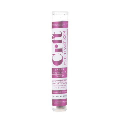 CRFT Cultivation THCP Prerolls – 2 x 1.5g (3g Total) -  Strawberry Shortcake (Indica)
