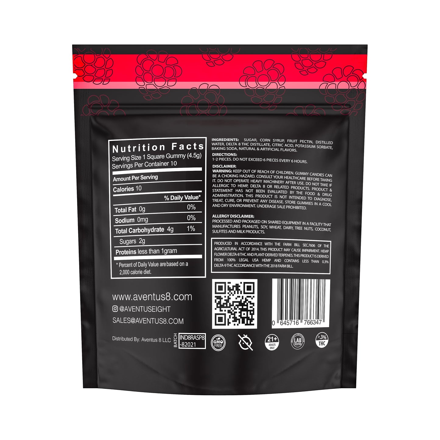 DELTA 8 THC INFUSED GUMMIES RASPBERRY 600mg