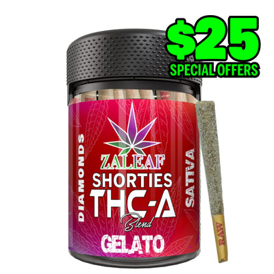 Zaleaf Shorties – 1 g Diamond Coated THCP Pre-Rolls (10-Pack) Gelato - sativa
