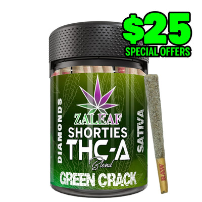 Zaleaf Shorties – 1 g Diamond Coated THCP Pre-Rolls (10-Pack) Green Crack - sativa