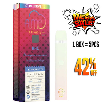 Box of 5 vapes Fume Extracts Reserve HHC 1000mg  Disposable -  Rainbow Belts - Indica