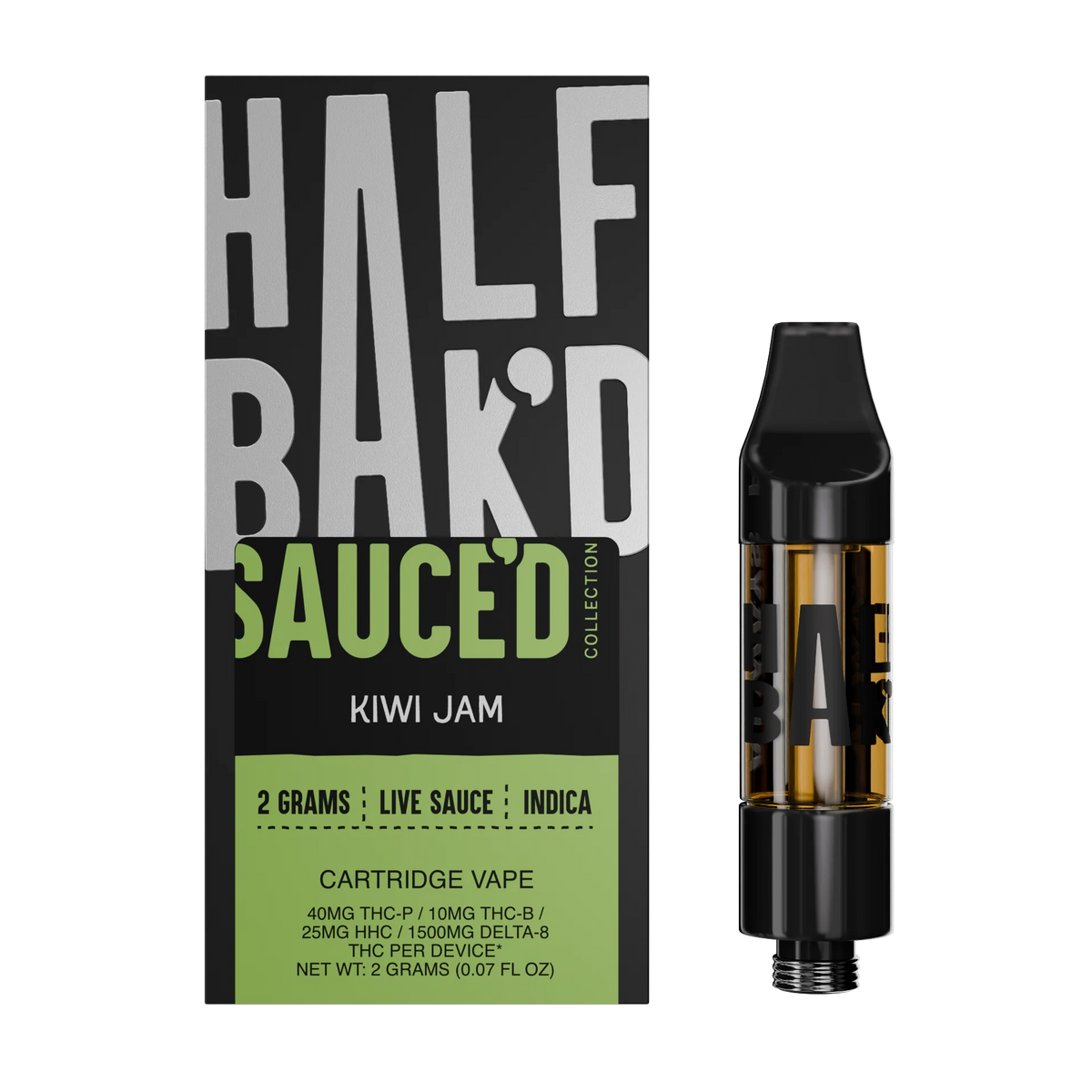 HALF BAK’D  2G  Sauce Cartridge -  Kiwi Jam - Indica