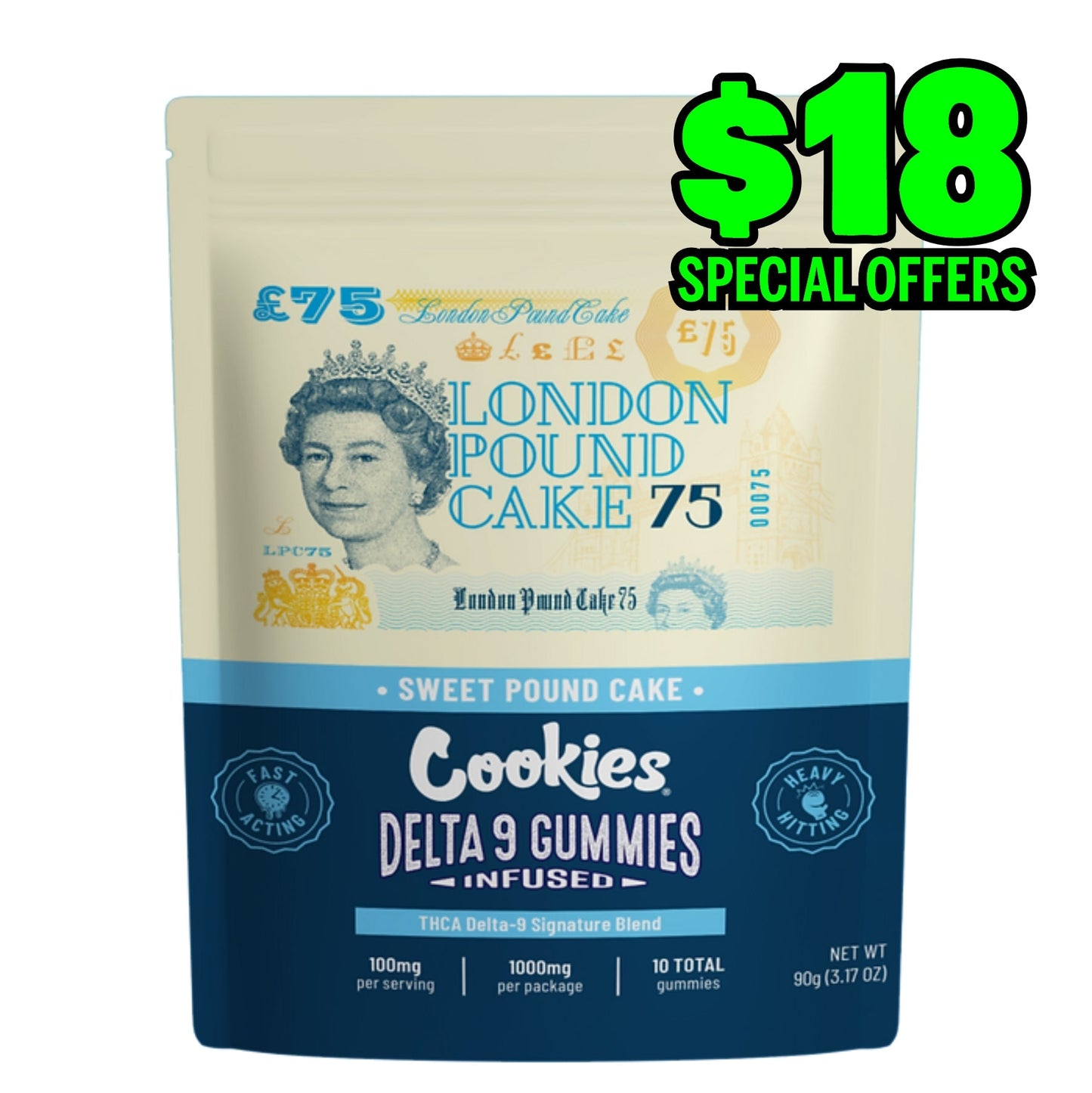 Cookies THCA Delta 9 Signature Blend Gummies 1000MG - London Pound Cake 75