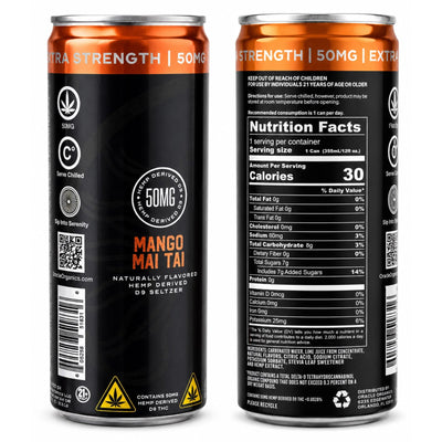 Oracle Organix EXTRA STRENGTH Sparkling THC Seltzer – 50mg  Mango Mai Thai