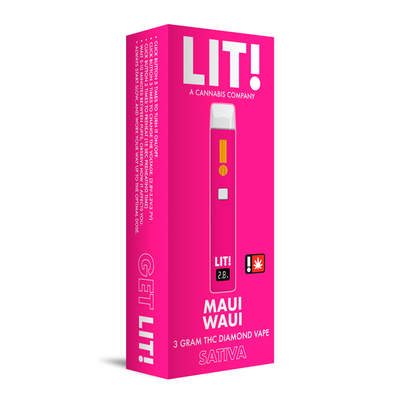 LIT! THC DIAMOND DISPOSABLE VAPE PEN,  3G MAUI WAUI SATIVA