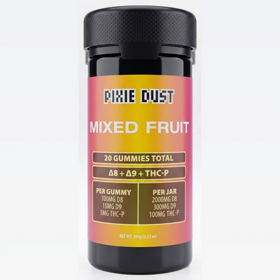 PIXIE DUST Mixed Fruit Gummies D8 + D9 + THC-P 2400MG – 20 Count Premium Blend