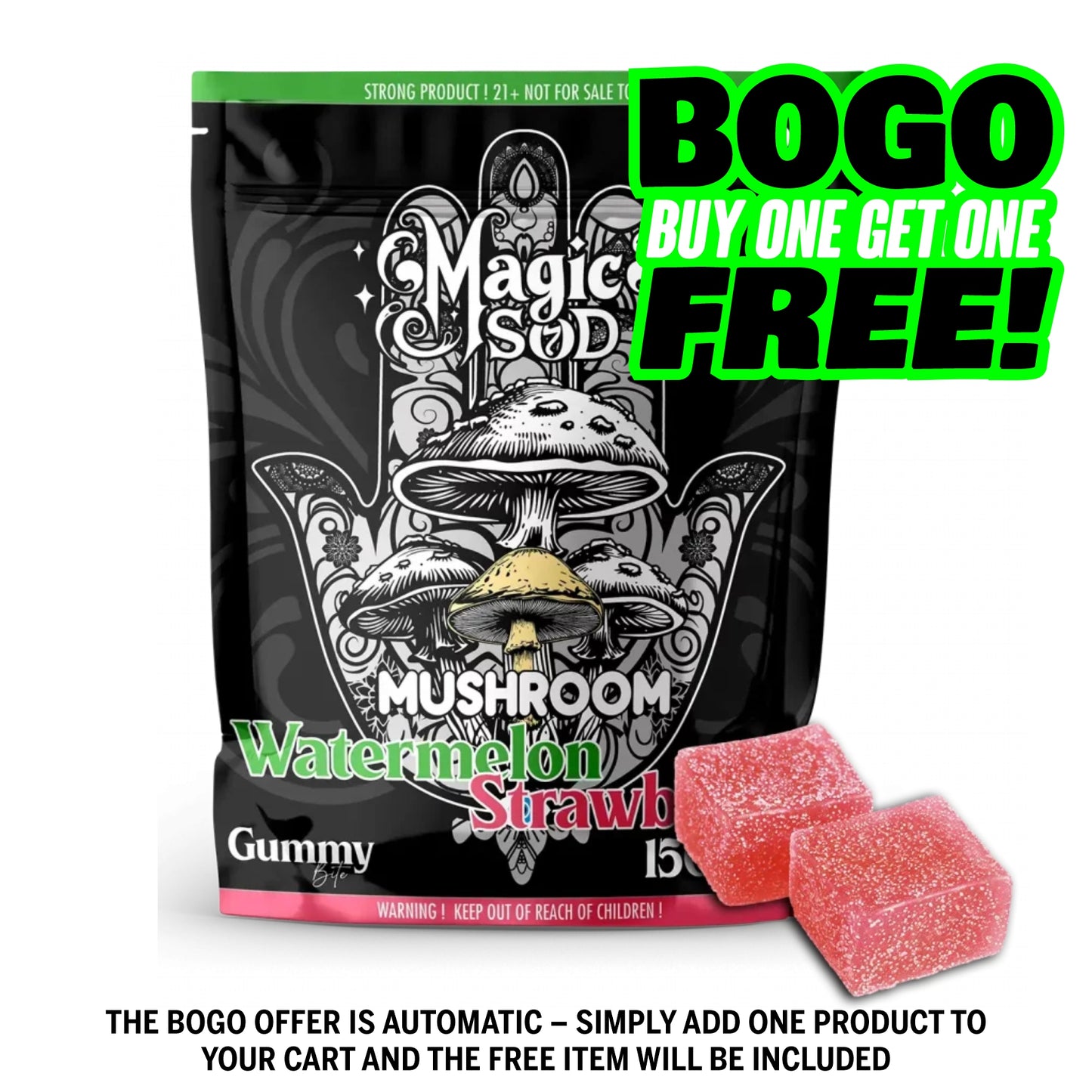 MAGICSOD Mushroom Watermelon Strawberry Gummies 1500mg