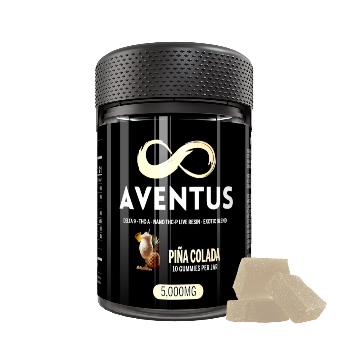 Aventus8 Exotic Blend Gummies – Piña Colada (5000mg, 10ct Jar)