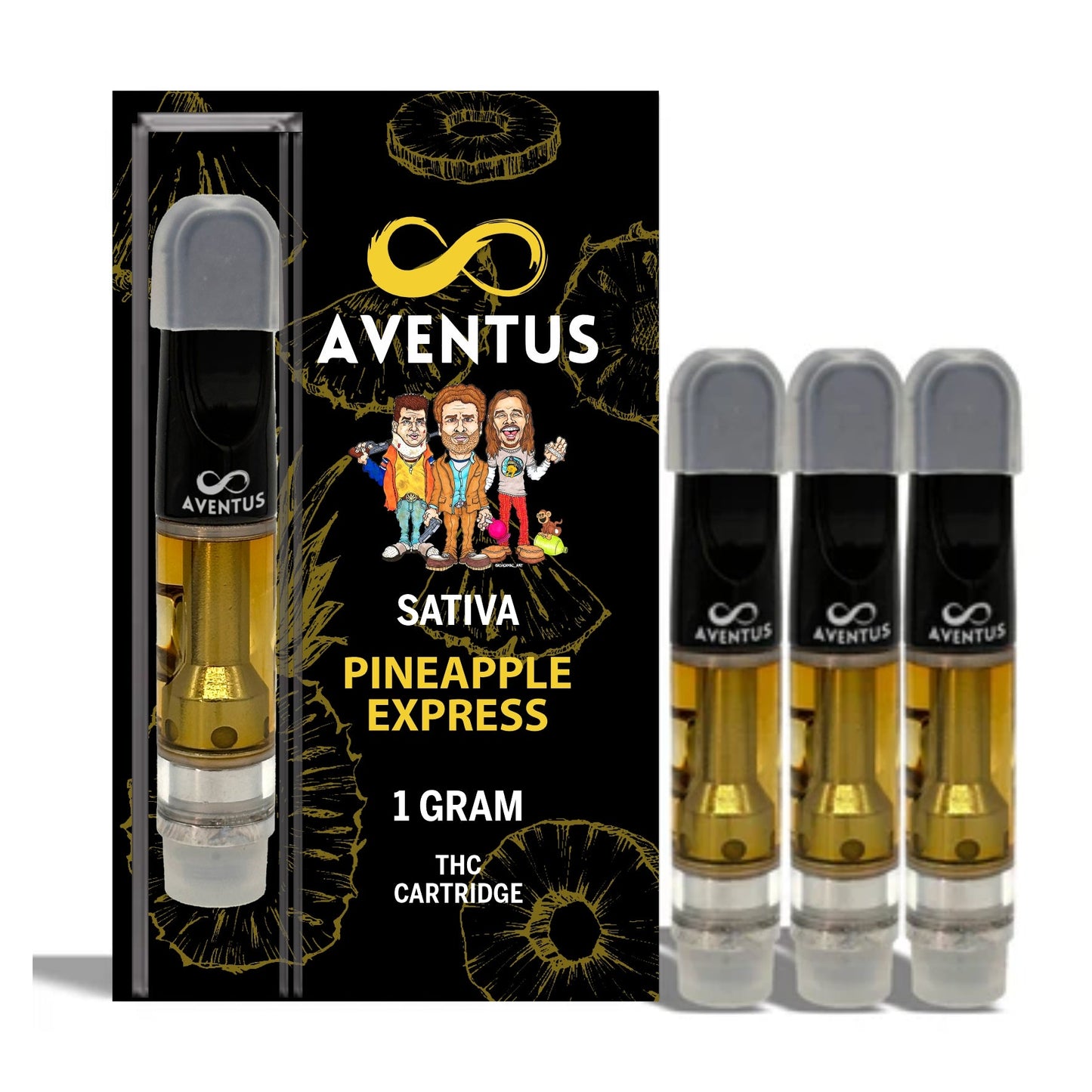 THC PINEAPPLE EXPRESS SATIVA Full Spectrum 510 Thread Vape Cartridge 1000mg 1 gram