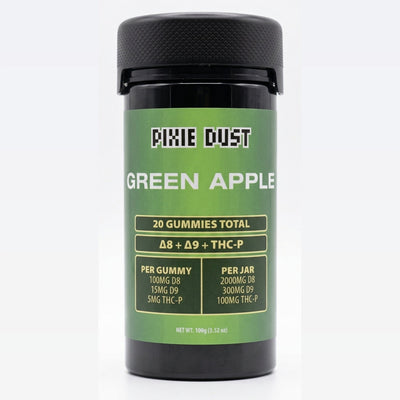 PIXIE DUST Green Apple Gummies D8 + D9 + THC-P 2400MG – 20 Count Premium Blend