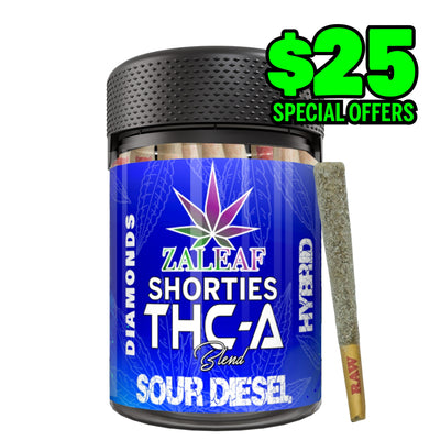 Zaleaf Shorties – 1 g Diamond Coated THCP Pre-Rolls (10-Pack) Sour Diesel Hybrid